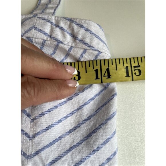 Abercrombie & Fitch Cami Corset Crop Top Size S Blue Striped Smocked Buttons - Picture 7 of 8